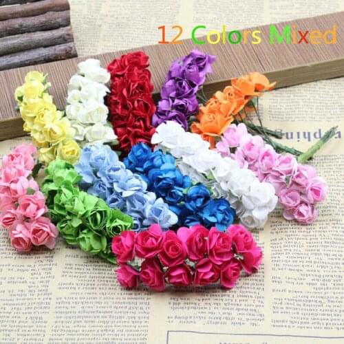 864pcs/lot Free Shipping 12 colors assorted scrapbooking mini flowers1.5cm,Wedding decorating rose bouquets