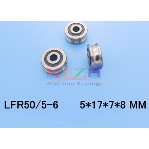 Free Shiping 10 PCS LFR50/5-6 NPP LFR50/5 Groove Track Roller Bearings size:5*17*8mm (Precision double row balls) ABEC-5