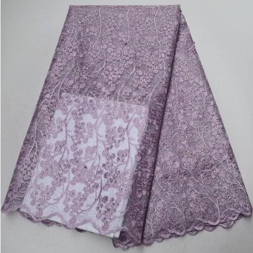 Free shipping (5yards/pc) high quality African tulle lace delicate embroidered French lace fabric with stones and beads FLP953