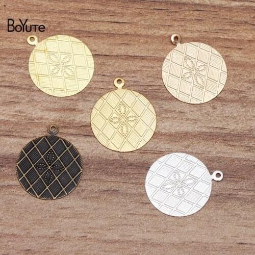 BoYuTe (200 Pieces/Lot) 4 Colors 17MM Vintage Metal Brass Jewelry Materials Floating Charms Dropshipping