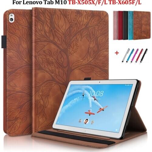 Tablet Cover For Lenovo Tab M10 Case 10.1" Emboss Tree Flip Wallet Cover For Funda Lenovo Tab M10 tb x505x x505f x505l x605f
