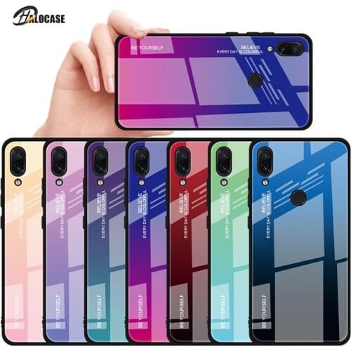 Tempered Glass Case For Xiaomi Redmi Note 7 5 8 Pro 8T 7A 6A Mi 9T A3 Pocophone F1 Gradient Cover on Redmi Note 7 5 8 Pro Case