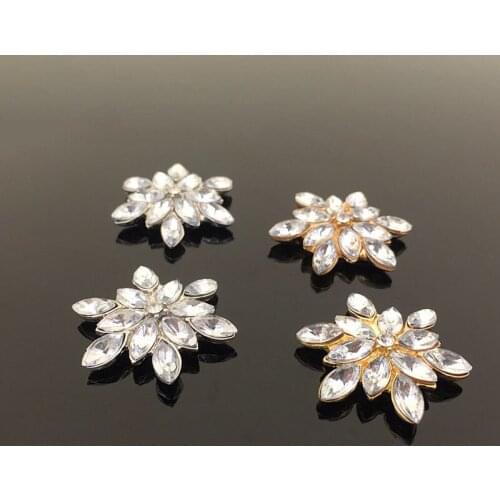 50pcs Flower Crystal stones Rhinestone Applique Buckle Button Flatback Accessories Wedding Hairpin Headwear Decor Belt Bag Shoes