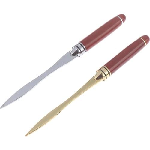 Wood Handle Letter Opener Stainless Steel Letter Opening cut paper Knife Split file envelopes for School Student Stationery