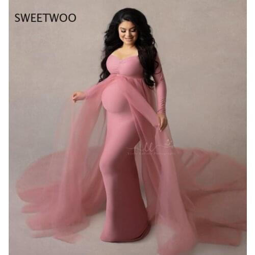 Long Maternity Photography Props Pregnancy Dress Photography Maternity Dresses for Photo Shoot Pregnant Dress Lace Maxi Gown