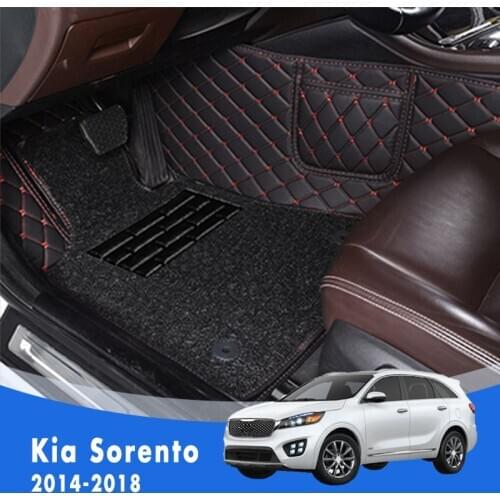 Double Layer Wire Loop Carpets LHD Car Floor Mats For Kia Sorento 2014 2015 2016 2017 2018 Car Protection Accessories Styling