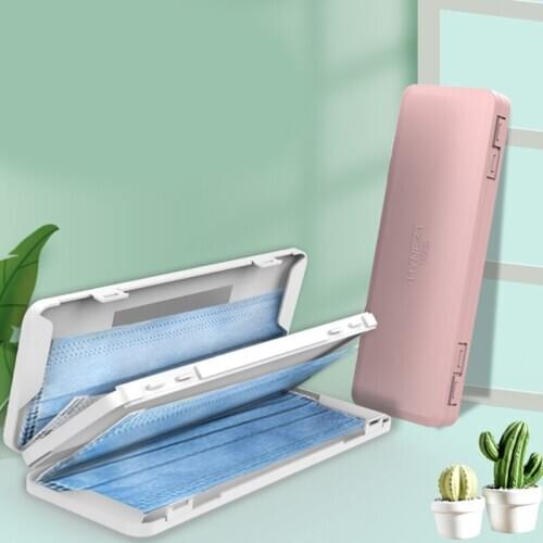 Doublelayer Mask Storage Box With Mirror Disposable Mask Dustproof Storage Holder Portable Band aid Box Temporary Storage Folder