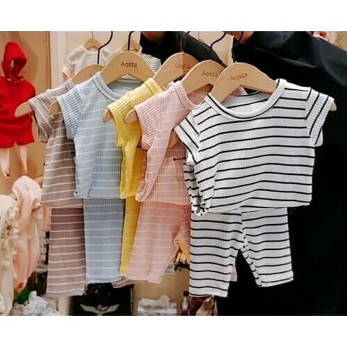Summer Clothes Small Childrens Striped Breathable Short-Sleeved Shorts Casual kids clothes