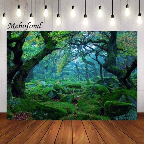Mehofond Jungle Forest Photography Background Mossy Trees Baby Birthday Party Kids Adults Portrait Decor Backdrop Photo Studio