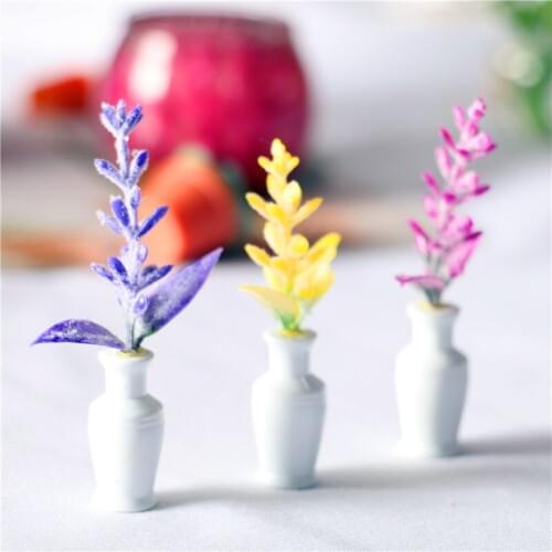 DollHouse Mini Ornamental Vase Potted Landscape Plant Miniature Model for Dollhouse Furniture Decoration Accessories
