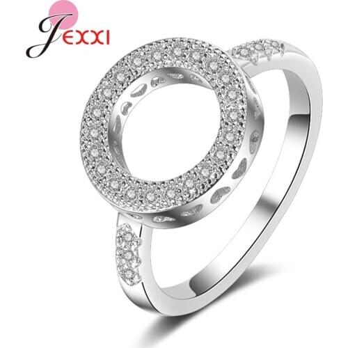 Fashionable Circle Rings 100% 925 Sterling Silver Cubic Zircon Inlay Paved Loop Shape Women Wedding Engagement Jewelry