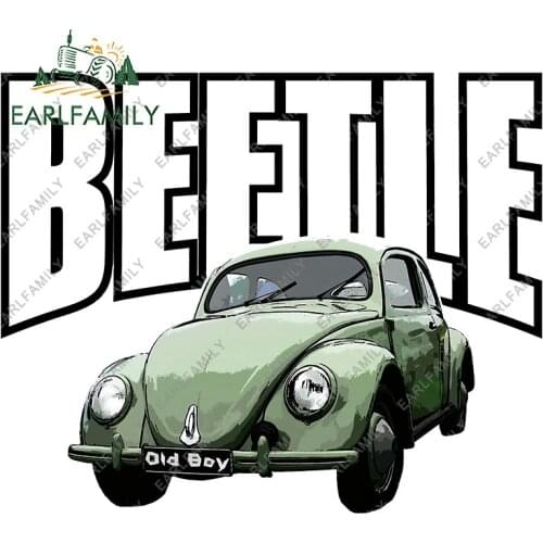 EARLFAMILY 13cm x 10.7cm for Beetle Old Boy Green Bug Funny Car Stickers Scratch-Proof Decal Personality Bumper Vinyl Car Wrap