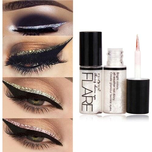 Professional Diamond Shiny Eye Liners Cosmetics Waterproof Silver Rose Gold Color Liquid Glitter Sequins Eyeliner Makeup Beauty