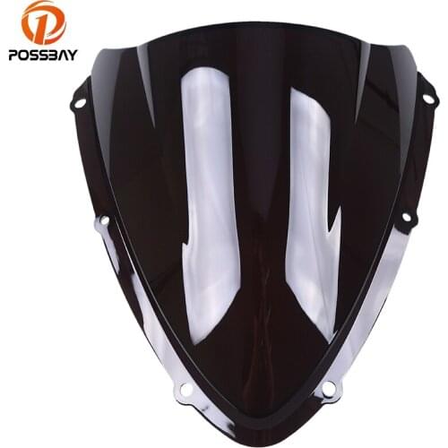 POSSBAY Motorcycle Windshield Black Wind Deflector Bike Scooter Transparent Windscreen for Suzuki K8 GSXR600 GSXR750 2008-2010