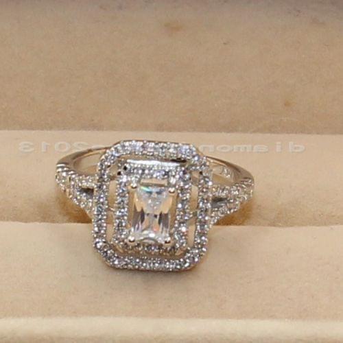 Size 5-11 Fashion jewelry Vintage Princess cut 10KT white gold filled GF AAA CZ Simulated stones Engagement Wedding Ring gift