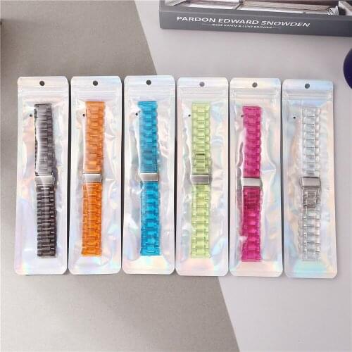 Suitable For Huawei Watch GT2 For Samsung Active Transparent Strap 22mm 20mm Wrist Strap Color Three-Bead Plastic Sport Strap