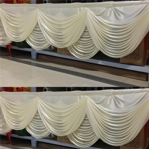 Luxury double layer ice silk fabric wedding swag curtain backdrop for table skirt drops party banquet birthday decoration