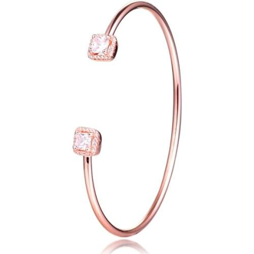 Rose Open Bangle 100% 925 Sterling Silver Jewelry Free Shipping