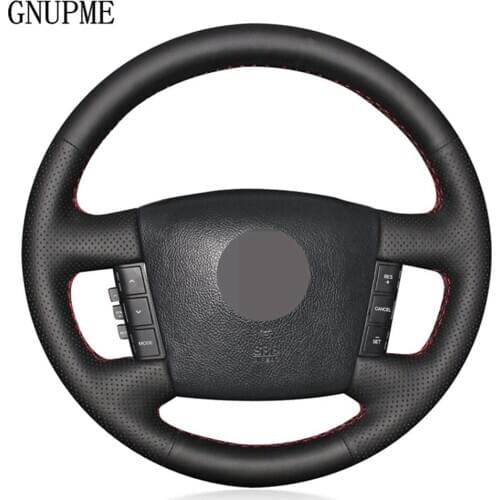 Hand-stitched DIY Black Artificial Leather Car Steering Wheel Cover For Kia Borrego 2007-2016 Carens 2004-2006