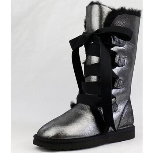 High Quality Fashion Genuine Leather Snow Boots Natural Fur Winter Boots Waterproof Warm Sheepskin Thick Wool Boots Women Boots