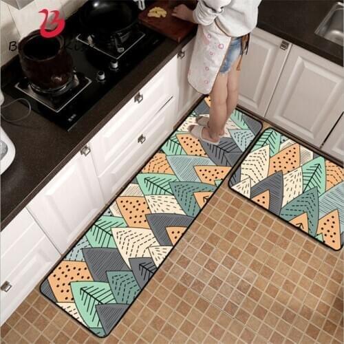 Bubble Kiss Nordic Green Leaf Pattern Strip Kitchen Mat 40cmX60cm Door Mat Entrance Original Soft Floor Mats Home Kitchen Mats
