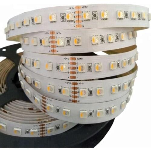 16.4Ft DC24V 26W 12MM FPBC 420Leds 4 In 1 5050 SMD LED Strip Light RGBW RGBWW Light Dimmable and Color Temperature Adjustable