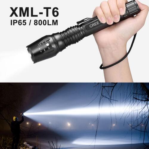 LED Lengthen Flashlight XML-T6 USB Charing Camping hunt Torch 5 Switch Modes Waterproof Zoom Bicycle Light 18650 Battery Outdoor