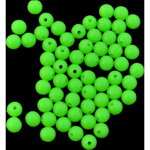 Luminous Fishing Beads 100pcs/lot Hard Plastic Floating Fluorescent Green Fishing Beads Diameter 4mm/5mm/6mm/7mm/8mm