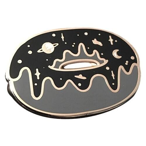 Dark matter doughnut enamel pin space galaxy brooch funny dessert badge mysterious universe jewelry