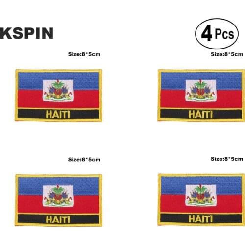 Haiti Rectangular Shape Flag Iron on Saw on Patches Embroidered Flag Patches National Flag Patches for Clothing
