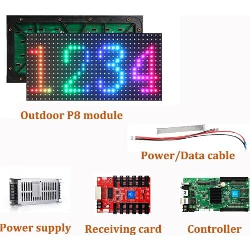 30pcs P8 Outdoor 320*160mm LED Module, 5pcs Power Supply, 1pcs R512 Receiving Card, 1pcs Controller, Outdoor Display LED Screen