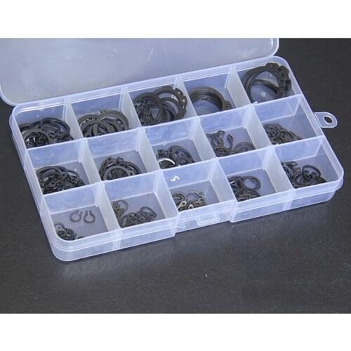175Pcs/Box Internal External Retaining Circlips M5-M25 C-clip Washers Snap Retaining Ring Assortment Kit
