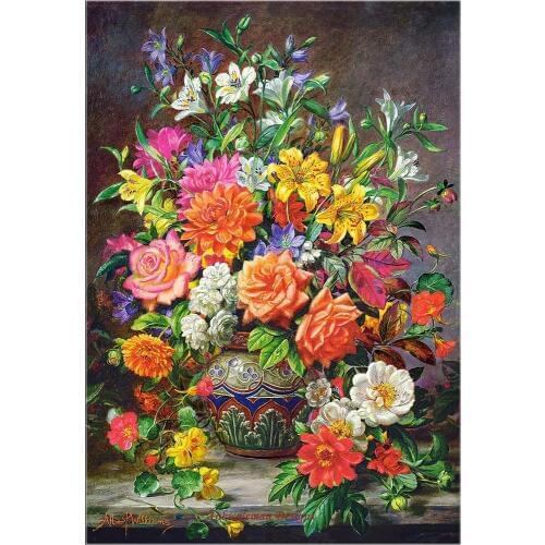 Embroidery Counted Cross Stitch Kits Needlework - Crafts 14 ct DMC Color DIY Arts Handmade Decor - September Flowers