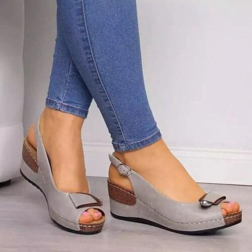 Wedges Shoes For Women High Heels Sandals Summer Shoes Women Soft Leather Casual Open Toe Gladiator wedges Sandals Plus Size