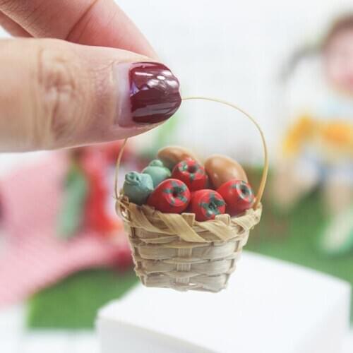 1Pc/2Pcs 1:12 Dollhouse Mini Vegetable Food Storage Basket Doll House Kitchen Decor