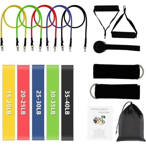 16 Pcs Resistance Bands Set Exercise Bands 5 Fitness Workout Tubes with 5 Resistance Loop Bands