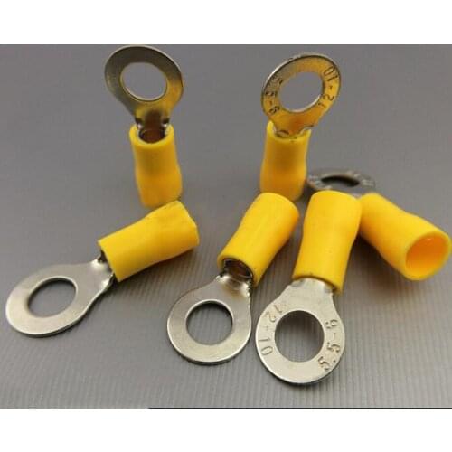 20Pcs OT Round Terminal Round Pre-insulated End RV5.5-6 Cold-pressed Terminal Block Wiring Nose Wiring Head