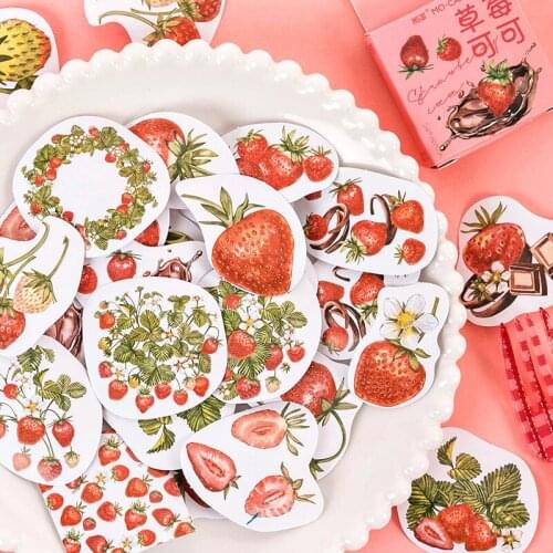 46pcs/lot Strawberry Cheese Label Stickers Decorative Stationery Stickers Scrapbooking Diy Diary Album Stick Label