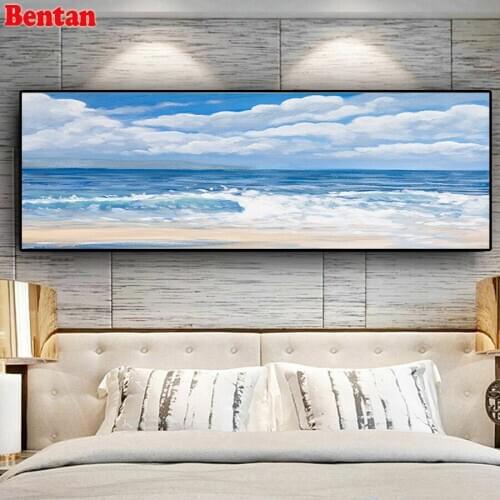 Natural Sky Ocean Sea Beach Landscape Diamond Painting Round Full Square Diamond Embroidery Handmade Needlework wall decor