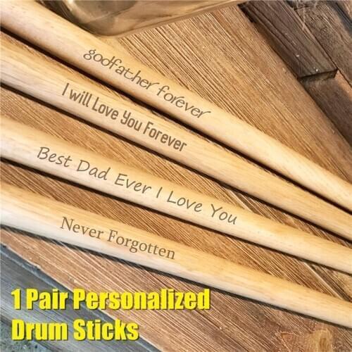 Drumsticks 1 Pair Personalized Custom Drummer Gift Size 5A Laser Engraved Maple Tips Wood Drum sticks Musician Dropshipping -22