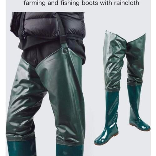 Fly Fishing Wading PVC Fish Catching Trousers Men Womens High Tube Overknee Rain Boots Beach Non-slip River Pants Waterproof