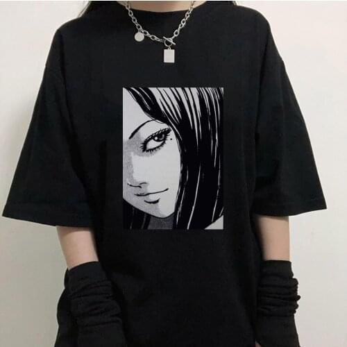 Junji Ito T Shirt Women Japanese Anime Manga Japan Tomie Horror T-shirt Cotton Short Sleeve 90s Vintage Tee Shirt Girl