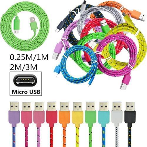 For Huawei Y3 Y5 2017 Y6 Pro 2018 Y7 2019 Lenovo vibe p1 X2 K5 Note s820 Android Phone Nylon Braid Micro USB fast Charger Cable