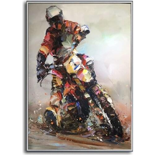 Oil painting Motorcycle riders Modern Abstract painting art hand painted Canvas Painting motorcycle art Unique design 2020041603