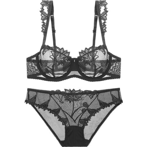 Fast Shipping Lace Sexy Bra set Push Up Underwire Lingerie Set For Women Adjusted-straps Floral Underwear Set Bralette
