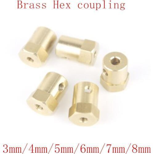 5pcs Hexagonal Brass Coupling length 18mm Hex Connector Robot Accessories Shaft 3mm 4mm 5mm 6mm 7mm 8mm Copper Screw Wheel