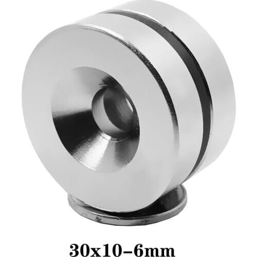 1~10PCSpcs 30x10-6 Powerful Magnets 30*10 mm Hole 6mm Permanent Round Countersunk Neodymium Magnetic Magnet 30X10-6mm 30*10-6 mm