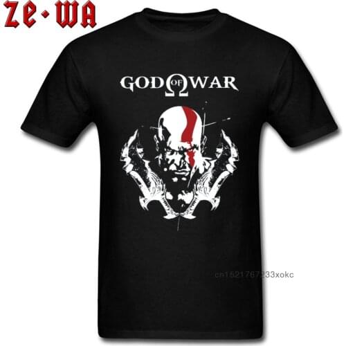 Kratos T-shirt 2019 Printed Men T Shirt God Of War Action Game Tshirt Custom Black Tops Cotton Retro Tee Sparta Spirit Warrior