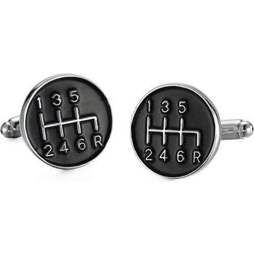 DY new high quality fashion men French shirt Cufflinks Luxury car black round manual gear Cufflinks