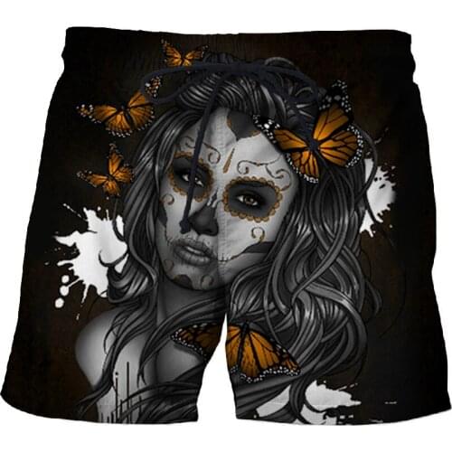 3D swimming trunks 2021 male/female skull 3D printed shorts summer short beach surfing mens quick-drying vacation street shorts